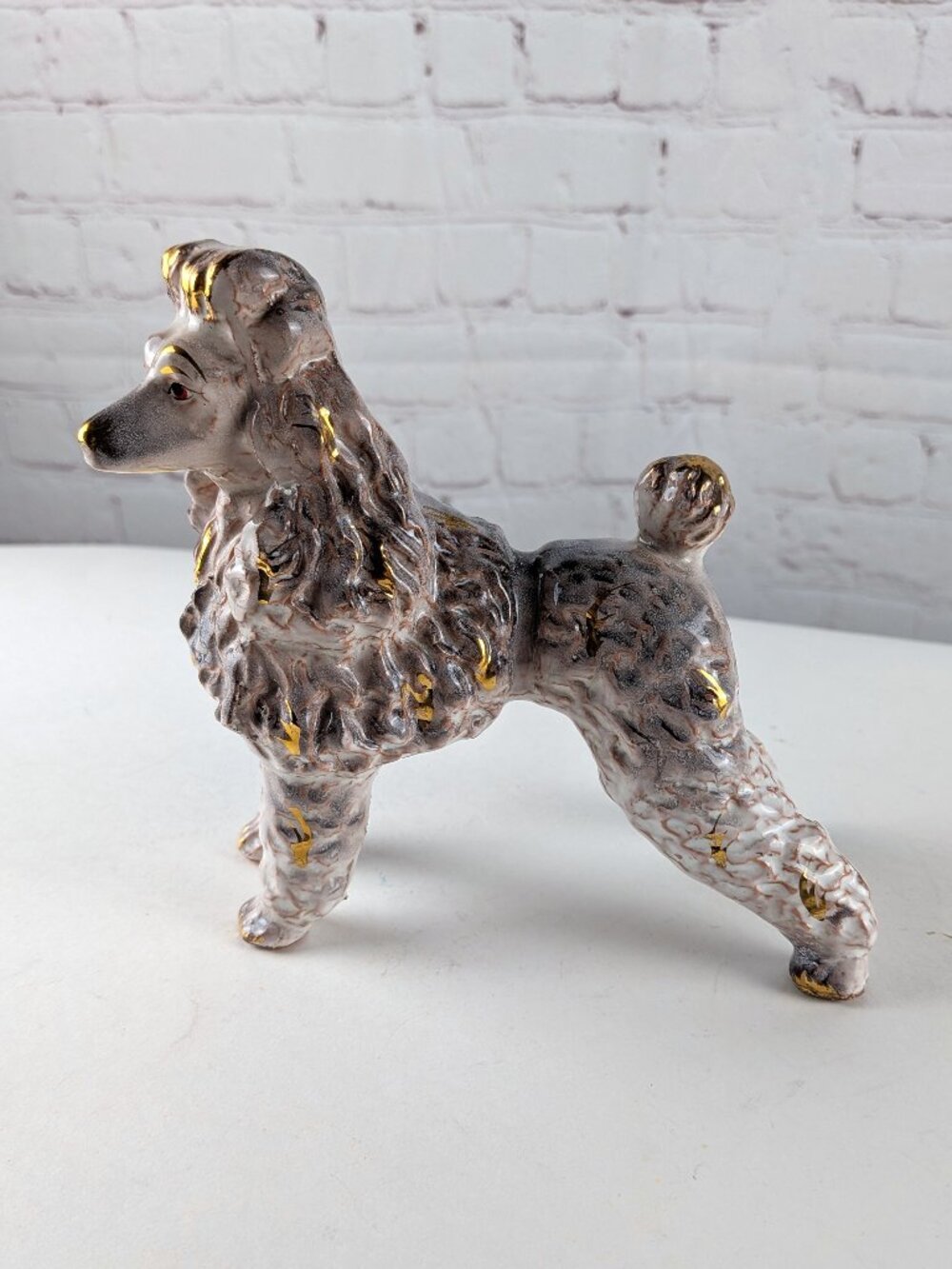 Vintage 50s/60s Pink/Gold Ceramic Poodle Statue - Picture 5 of 12